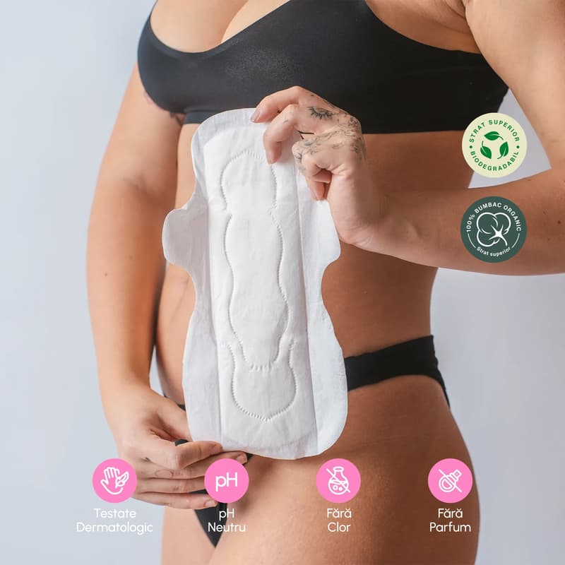 Phin Organic Cotton Night Sanitary Pads (Top Sheet), 8 pcs
