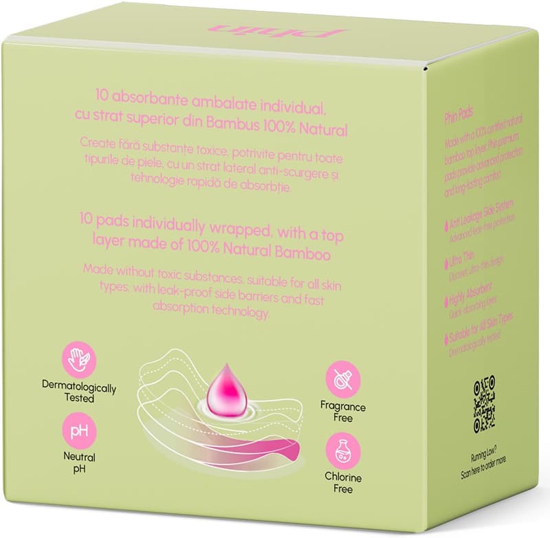 Phin Natural Bamboo Daily Sanitary Pads (Top sheet), 10 pcs