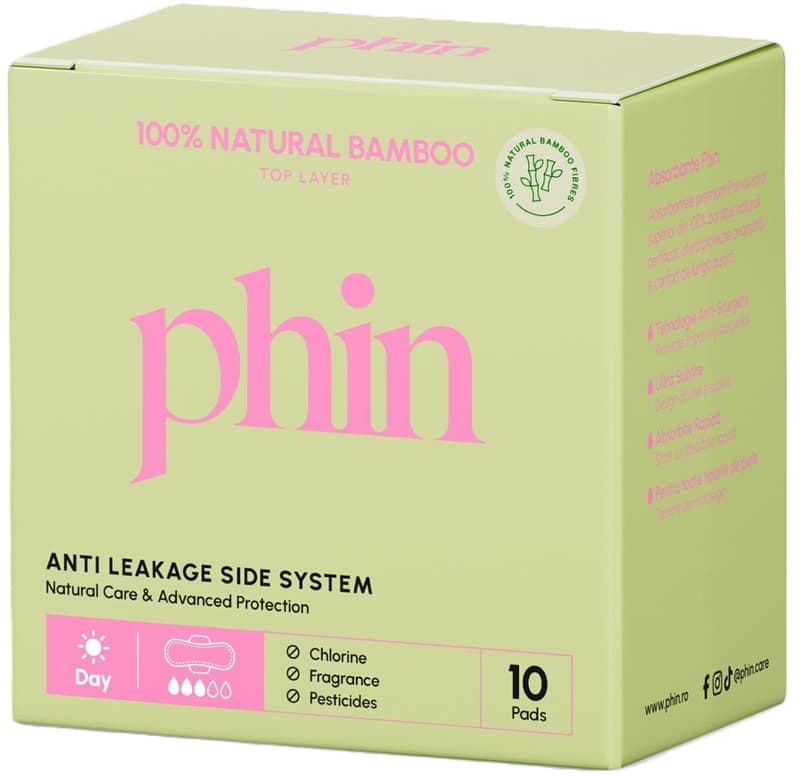 Phin Natural Bamboo Daily Sanitary Pads (Top sheet), 10 pcs