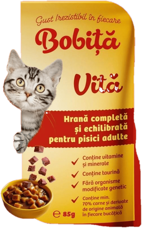 Wet food pouch, bobita, adult cat, beef, 85gr