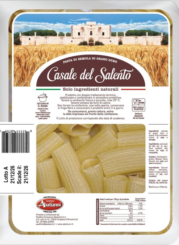 Casale del Salento Paste proaspete Rigatoni