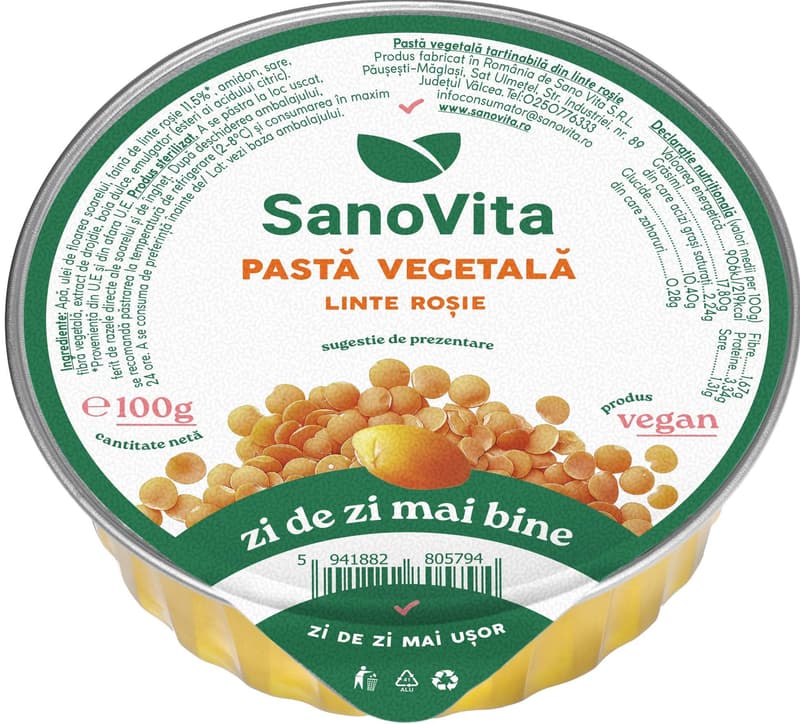 Sanovita Red lentil vegetable spread