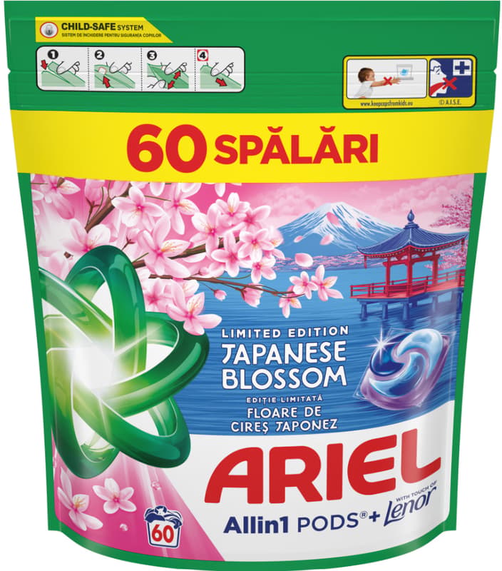 Ariel Japanese Blossom Pods Detergent capsules, 60 washes