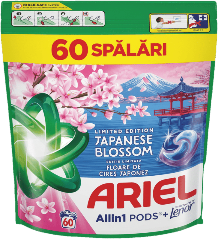 Ariel Japanese Blossom Pods Detergent capsules, 60 washes