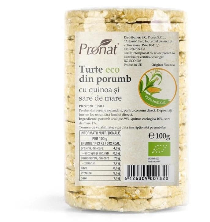 Pronat ECO Turte din porumb cu quinoa si sare de mare