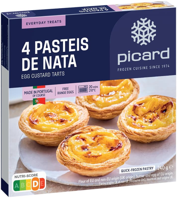Picard Pasteis de Nata Tarte portugheze cu crema de ou, 4 buc