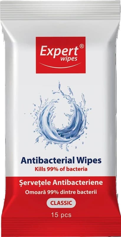Expert Wipes Servetele umede antibacteriene, classic