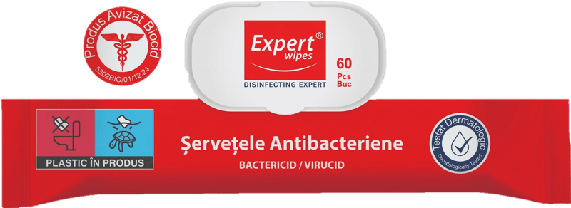 Expert Wipes Servetele umede antibacteriene, classic