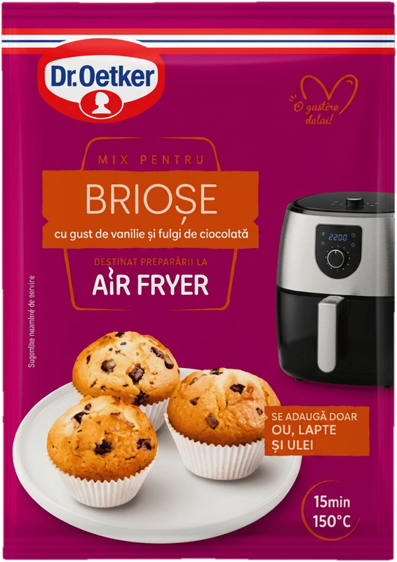 Dr. Oetker Mix pentru briose cu gust de vanilie si fulgi de ciocolata airfryer