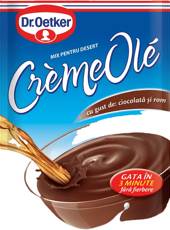 Dr. Oetker Creme Ole Pudra pentru desert cu gust de ciocolata si rom