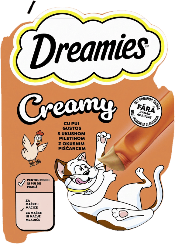 Dreamies Creamy Cat Treats, Chicken Flavor, 4x10g