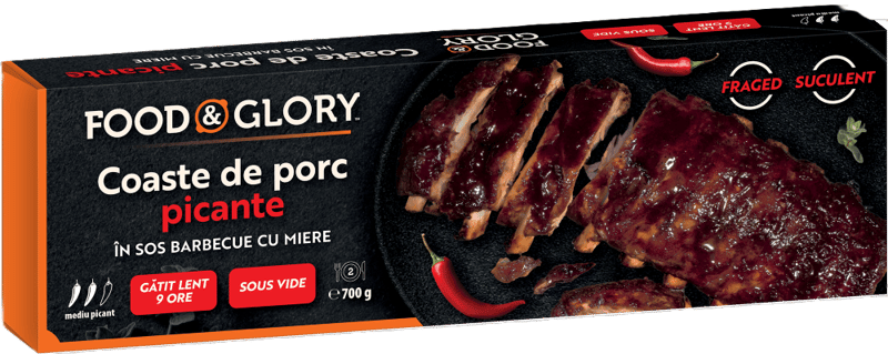 FOOD & GLORY Coaste de porc picante in sos bbq cu miere gatite lent