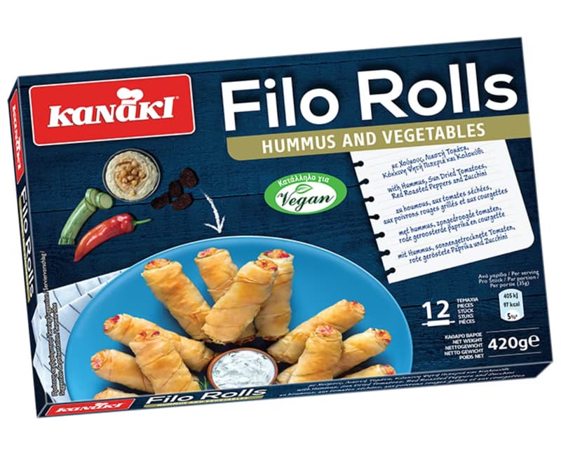 Kanaki Rulouri crocante cu hummus si legume