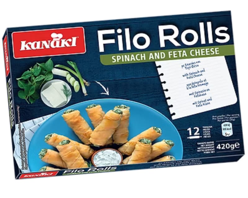 Kanaki Rulouri crocnte cu spanac și brânză feta