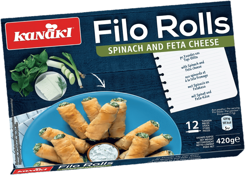 Kanaki Rulouri crocnte cu spanac și brânză feta