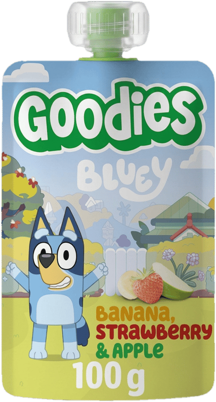 Goodies Snacks Bluey Piure de banane, capsuni si mere