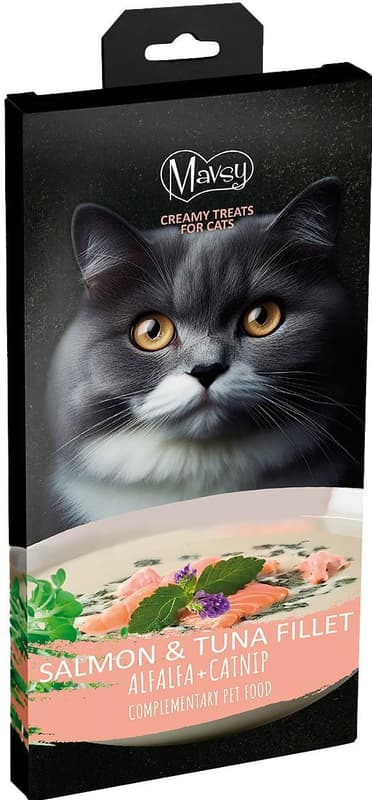 MAVSY Cat Treats, Salmon and Tuna Fillets with Alfalfa and Catnip Sprinkles for Cats