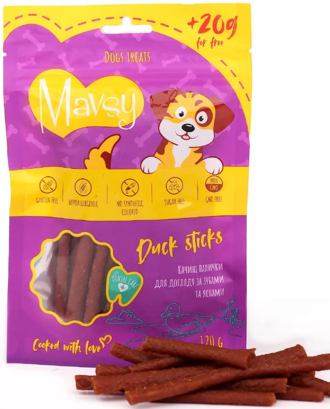 MAVSY Dog Treats, Duck Sticks for Teeth and Gum Care
