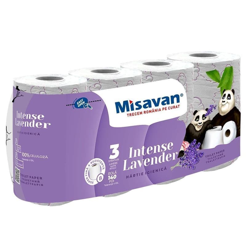 Misavan Hartie igienica, 8 role, 3 straturi, lavanda