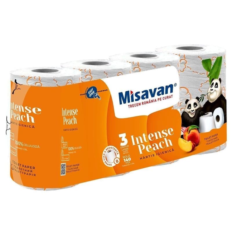 Misavan Hartie igienica, 8 role, 3 straturi, piersica