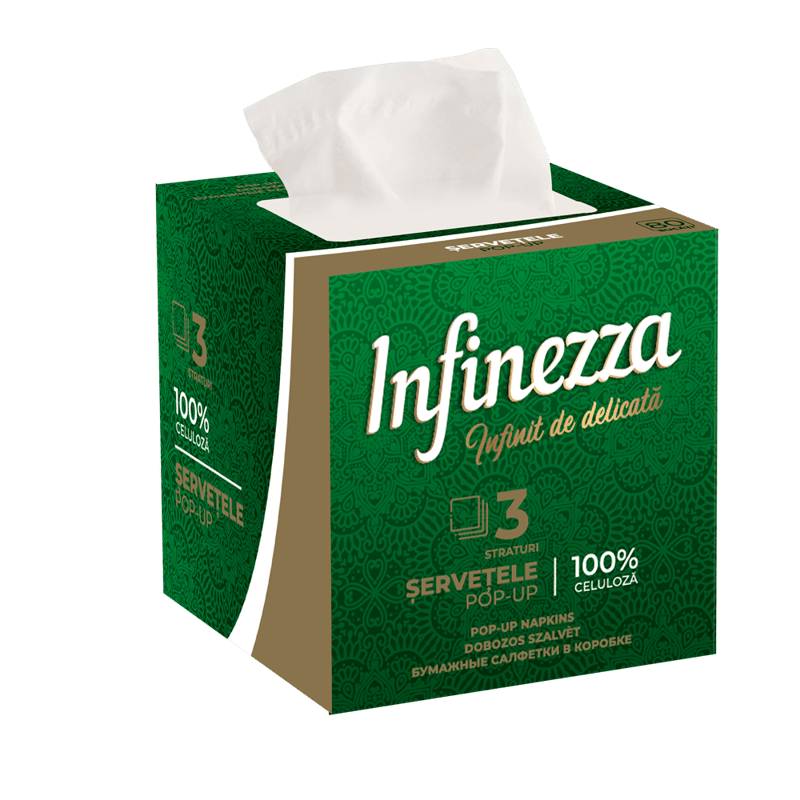 Infinezza Servetele in cutie cub, 80 bucati, 3 straturi
