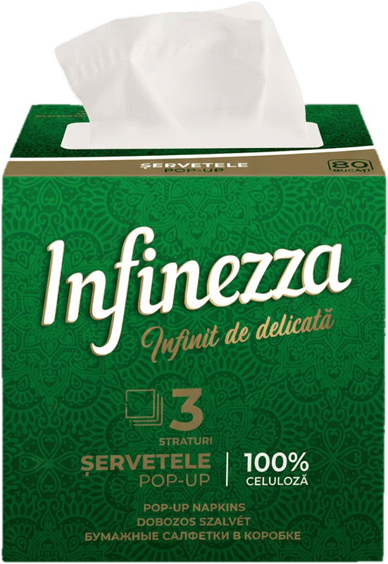 Infinezza Servetele in cutie cub, 80 bucati, 3 straturi