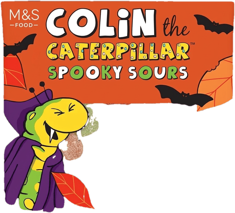 Marks & Spencer Colin The Caterpillar dulciuri gumate acrisoare cu tematica de Halloween