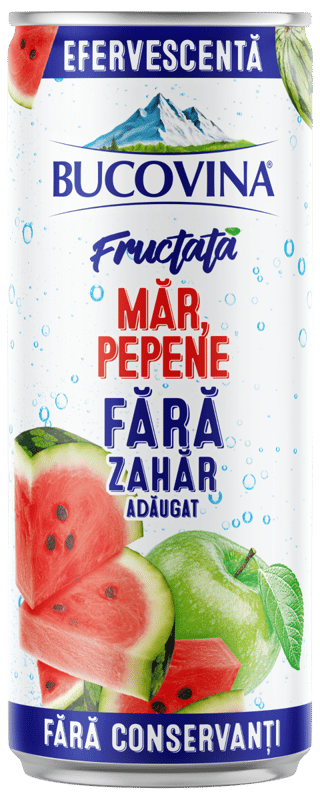 Bucovina Fructata Efervescenta apple-watermelon 330ml can