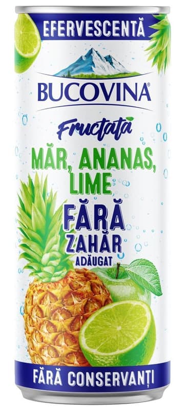 Bucovina Fructata Efervescenta apple-pineapple-lime 330ml can