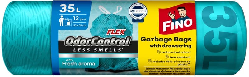 Fino Flex OdorControl Garbage bags with drawstring and fresh fragrance, 35l