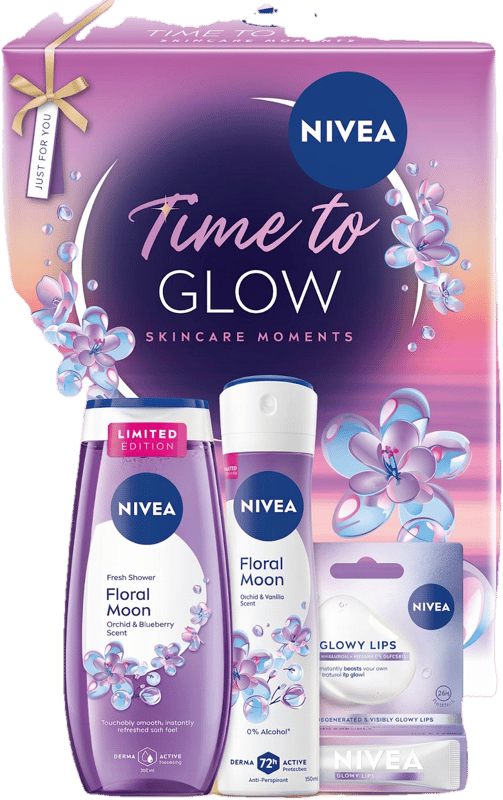 Nivea Caseta Glow Gel de dus, spray si balsam de buze