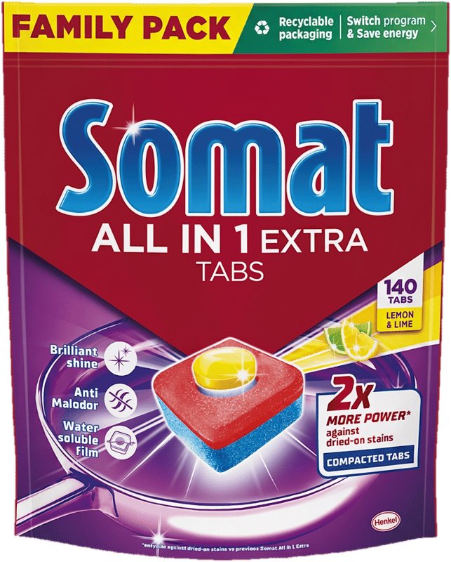 Somat All in One Extra Tablete pentru masina de spalat vase, lamaie, 140 spalari
