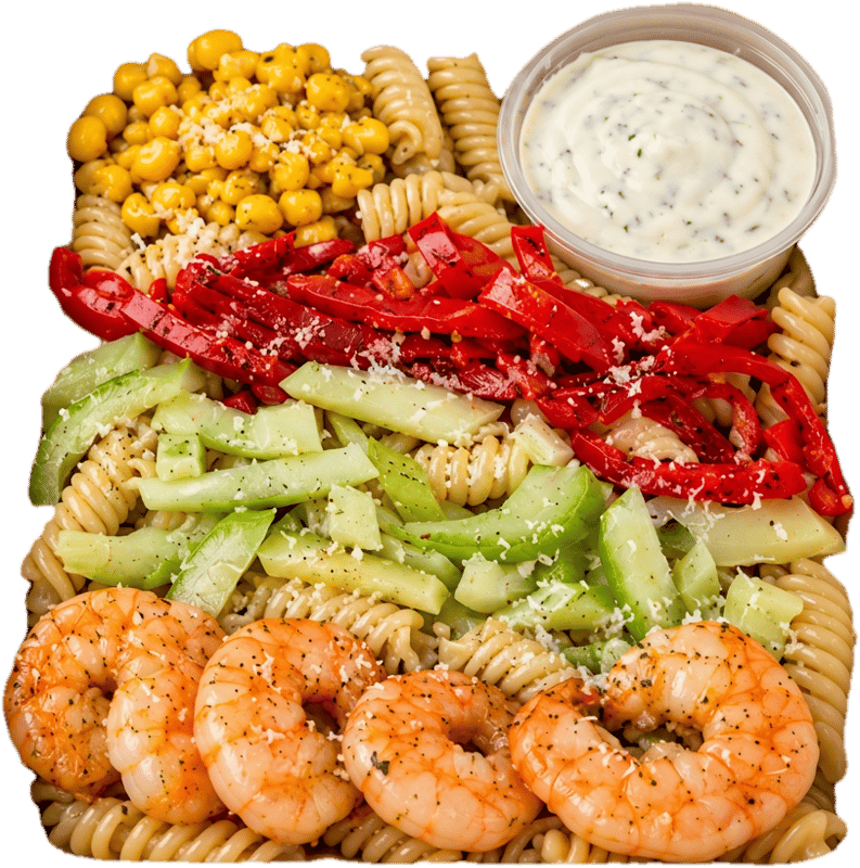 2C' Salata de paste cu creveti si sos aioli