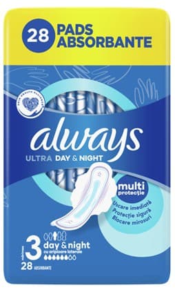 Always Ultra Night Quattro Absorbante periodice, marimea 3
