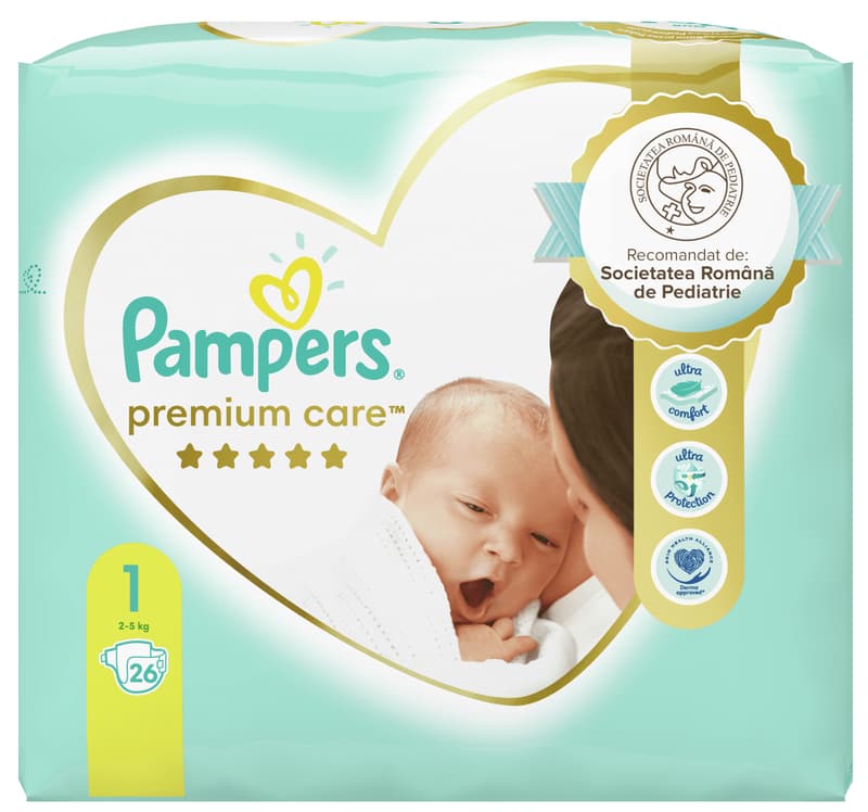 Pampers Premium Care Scutece marimea 1, nou nascut, 2-5 kg