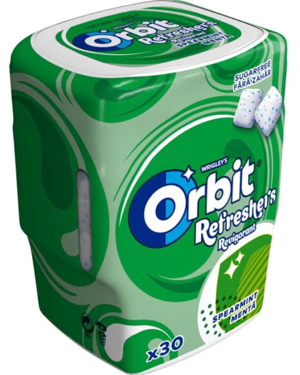 Orbit Refreshers Spearmint Sugarfree Gum with mint and menthol flavors 30 pcs