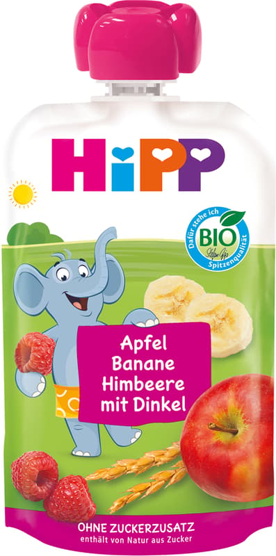 Hipp ECO Fructe si cereale mar-banana-zmeura si cereale