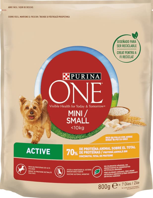 Purina One Mini Activ Dry Dog Food with Chicken and Rice
