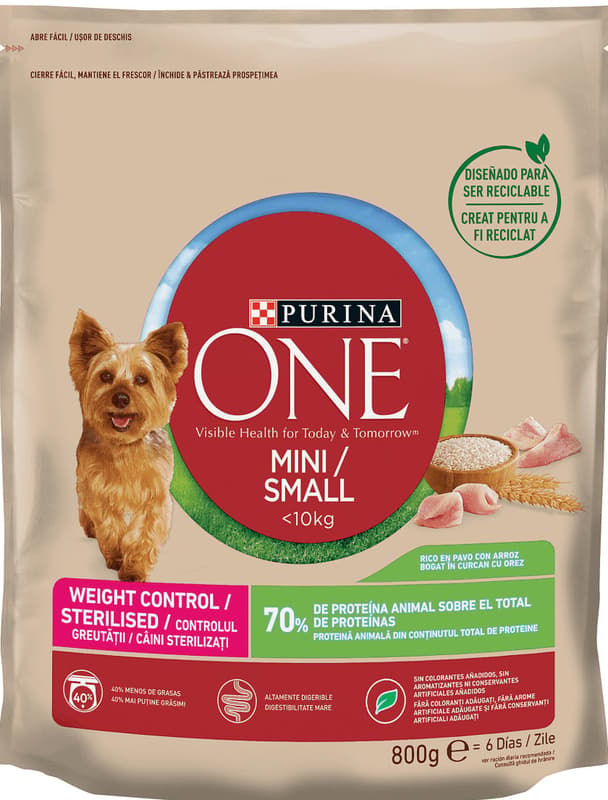 Purina One Mini Controlul Greutatii Hrana uscata caini cu curcan si orez