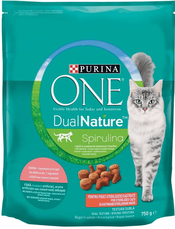 Purina One DualNature Adult Hrana uscata pisici sterilizate cu somon
