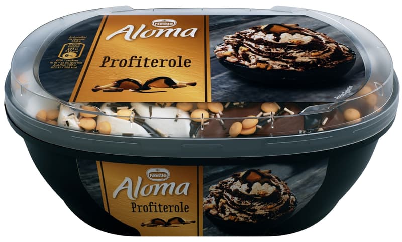 Aloma Inghetata cu aroma de vanilie si de ciocolata, cu topping de cacao