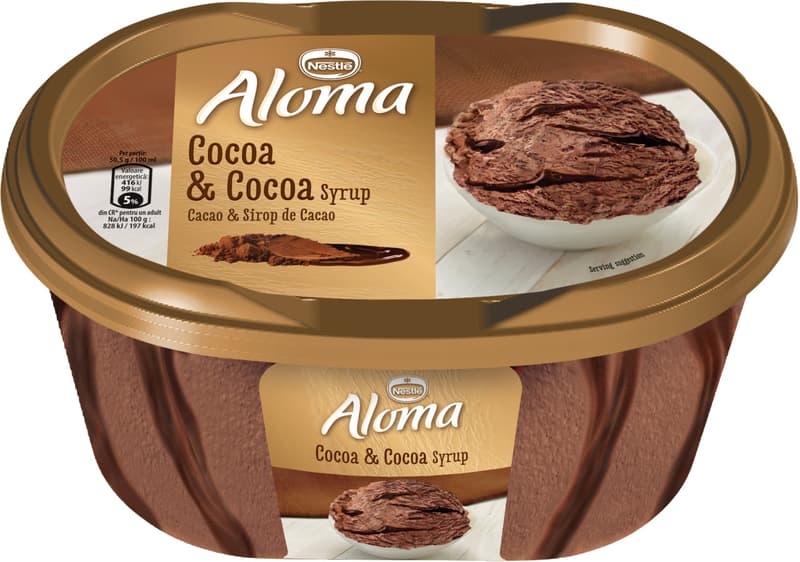 Aloma Cocoa ice cream with cocoa syrup
