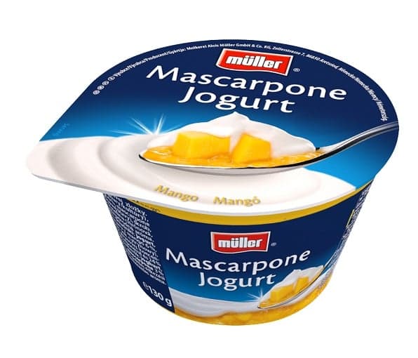 Muller Yogurt with mascarpone and mango