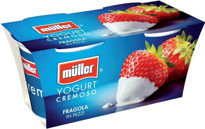 Muller Yogurt with strawberry pieces