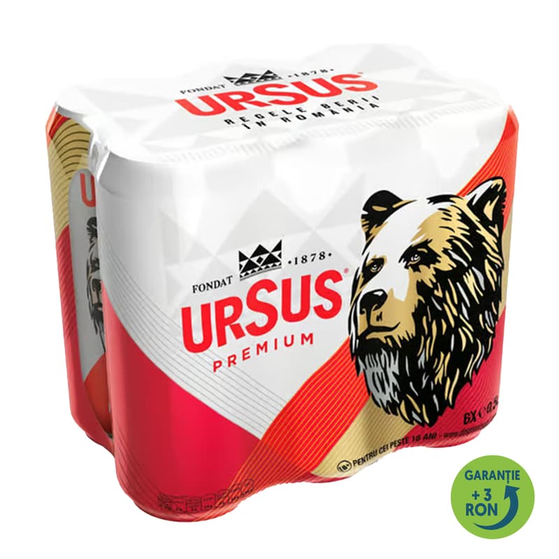 Ursus Premium Blonde Beer 6-pack cans