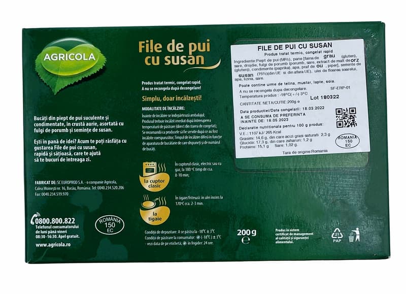 Agricola File din piept de pui cu susan