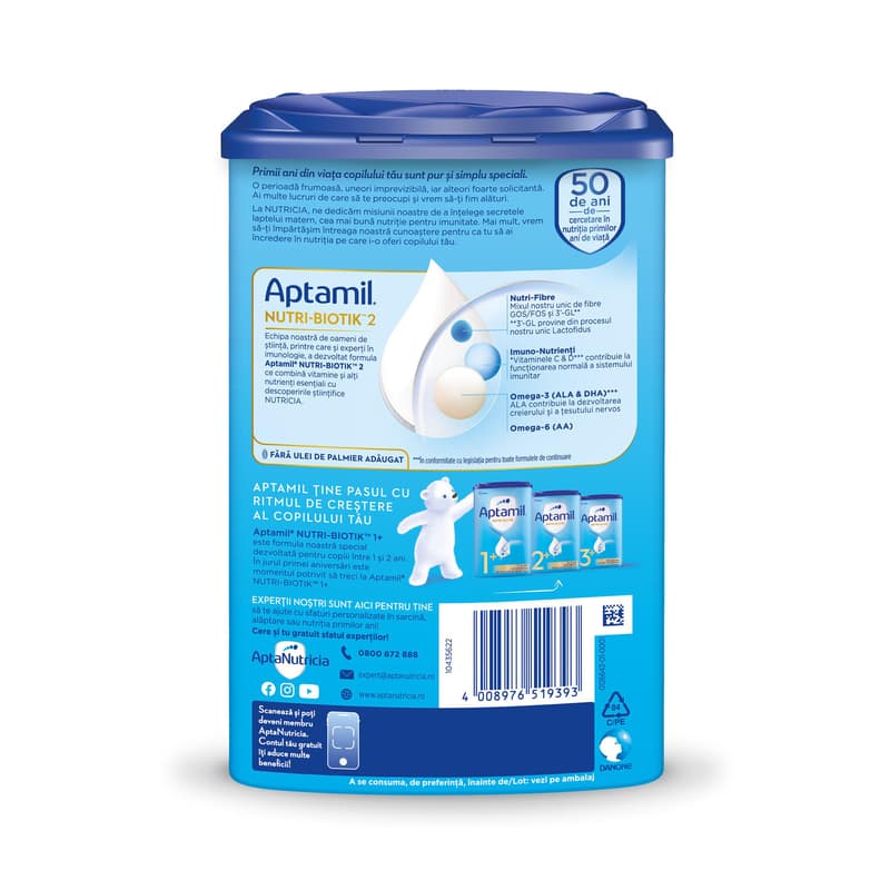 Aptamil Nutri-biotik 2, 6-12 luni, Formula de lapte