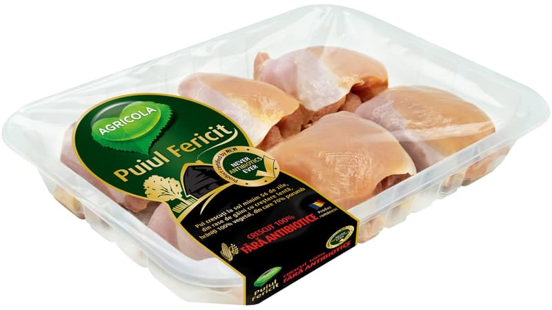 AGRICOLA Happy Chicken Boneless Upper Thighs Skinless, Chicken Fed with Corn