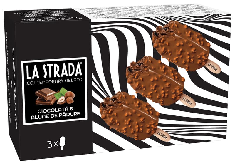 La Strada Chocolate ice cream with hazelnuts 3x90ml
