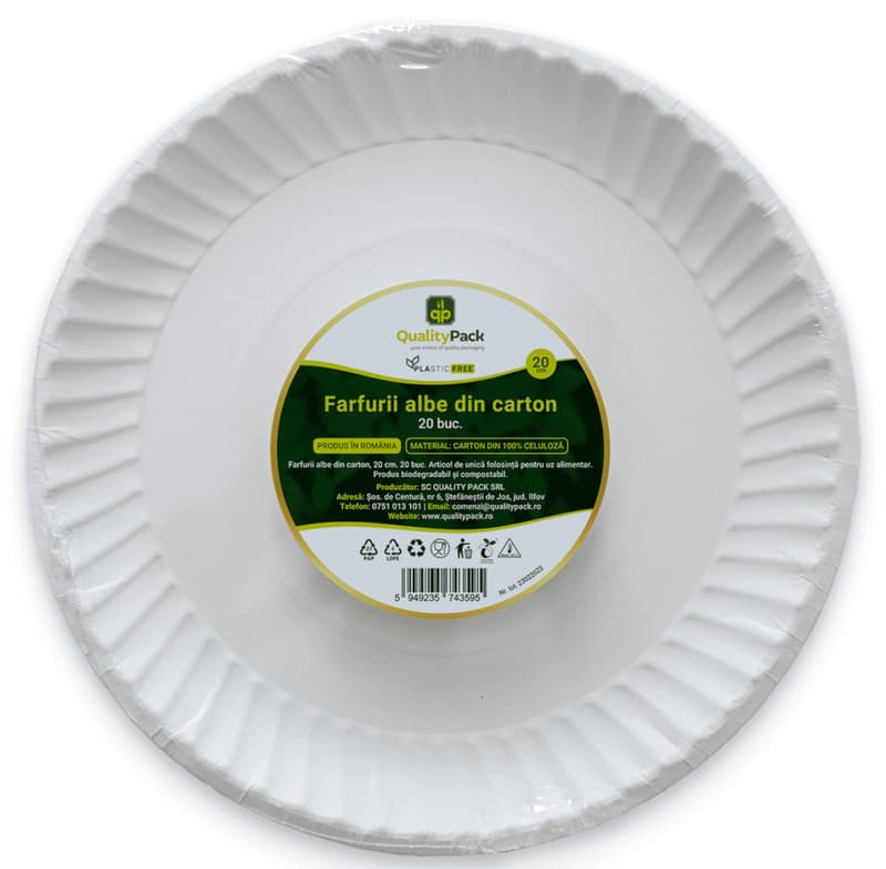 Quality Farfurii carton alb pure board 20 cm